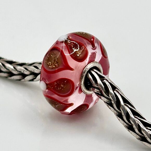 TROLLBEADS Red & Gold Glitter Christmas Winter Unique LAA 925S NEW! - Picture 5 of 6